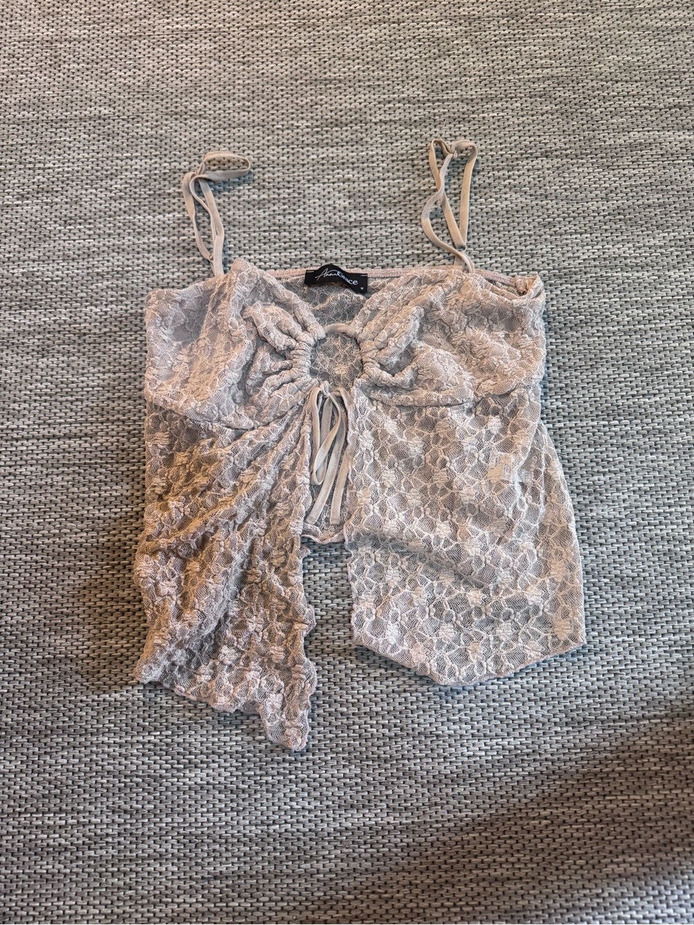 Lace Tie-Front Cami Top - TAN